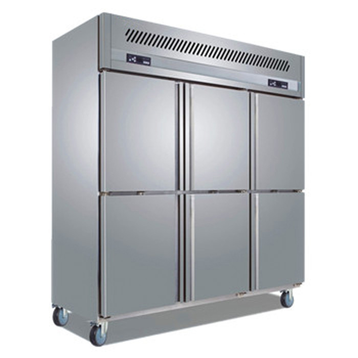 880W 6 Door Commercial Stainless Steel Refrigerator Freezer