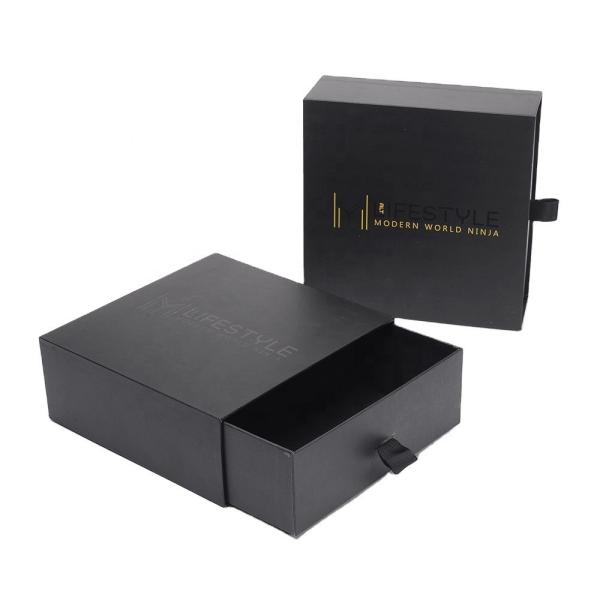 Buy cheap 157gsm C2S Paper Hot Stamping Box UV Custom Logo Gold Foil Rigid Sliding 128gsm from wholesalers