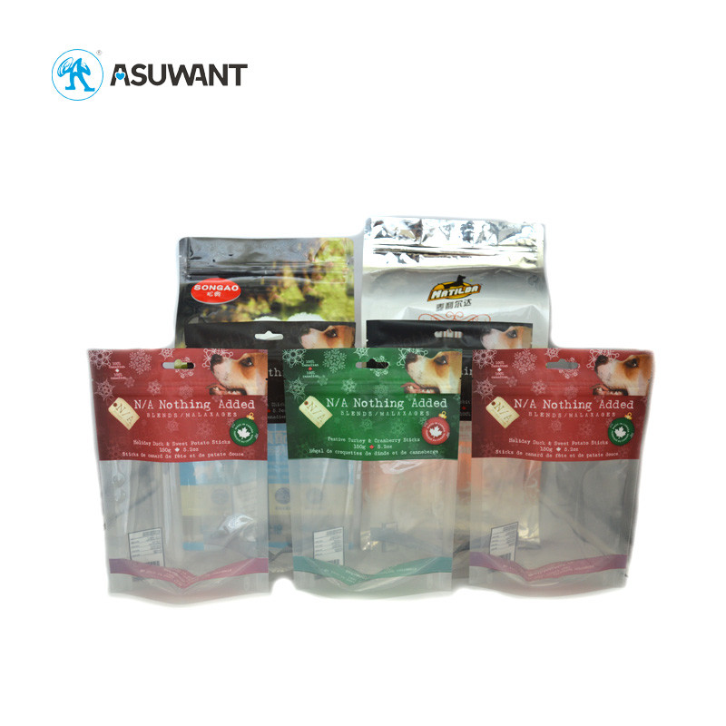Small Glossy Aluminum Foil Stand Up Pouch Pet Food Bags For Dog Cat Fish