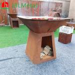Wood Fuel BBQ Corten Steel Grill Rusty red Color