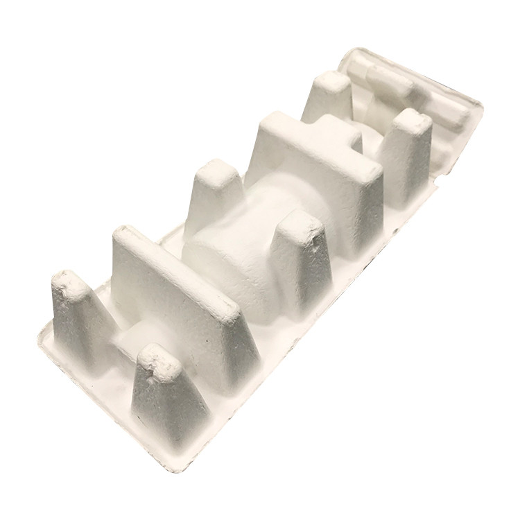 Biodegradable Recycled Paper Tray Bagasse Material Wine Bottle Inserts Molded Pulp Packaging