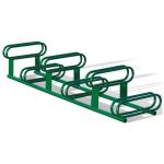 Green 6 Space Bike Floor Parking Rack Hardware Fabrication Customized
