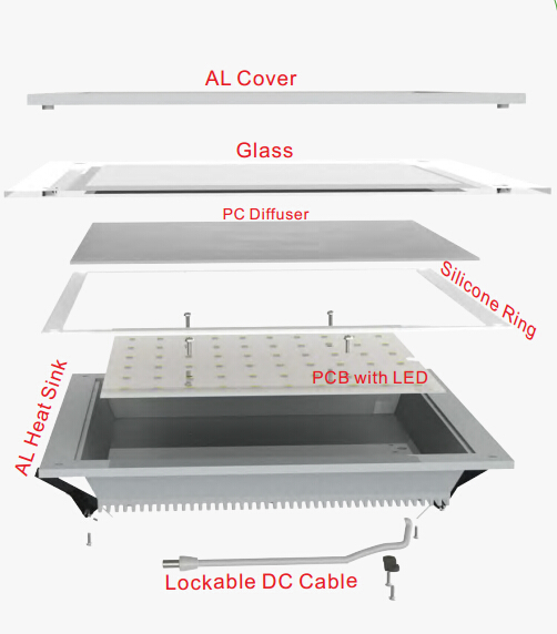 SMD 3014 High efficiency square 18w glass downlight with CE, CB, GS, SAA certificate