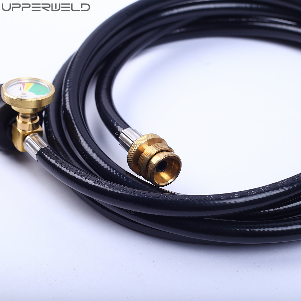 Propane Extension Burner Hose with Gauge for Burning Gas Transport and Welding Torch