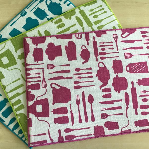 Sinlge packed 1pc Microfiber printeted water absorb dish mat kitchen water pad
