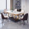 Buy cheap Stainless Steel Marble Dining Table Chair Sets With Velvet / PU Seat from wholesalers