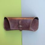 Imitation Leather Flocking Foldable Eyeglass Case Bag Damage Resistant