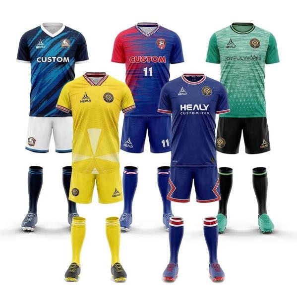 Buy cheap Healy Sportswear Men Soccer Wear Customized Youth Soccer Jersey with Logo and Numbers Sublimated Soccer Uniforms from wholesalers
