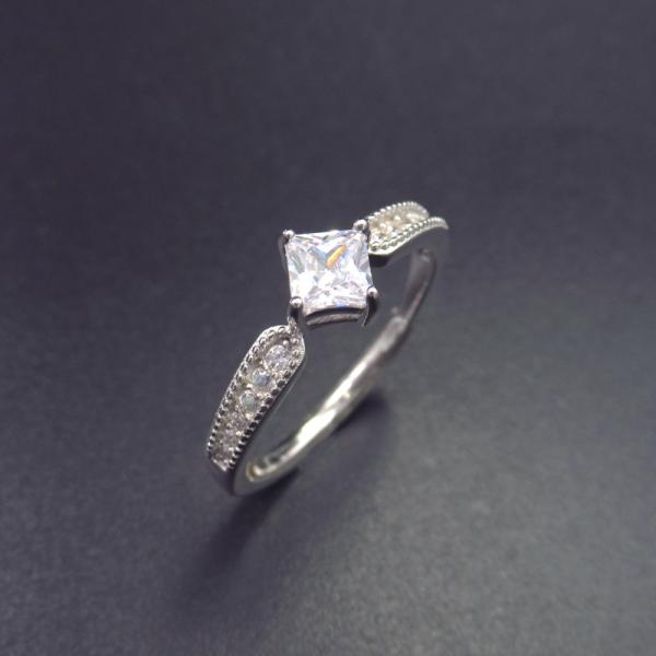Buy cheap Simple Main Like Diamond Stone Wedding Rings Quadrilateral Shape from wholesalers