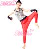 Buy cheap Sporty Hip Hop Dance Apparel Sleeveless Sequin Bodice Red Leotard With Fingerless Gloves from wholesalers