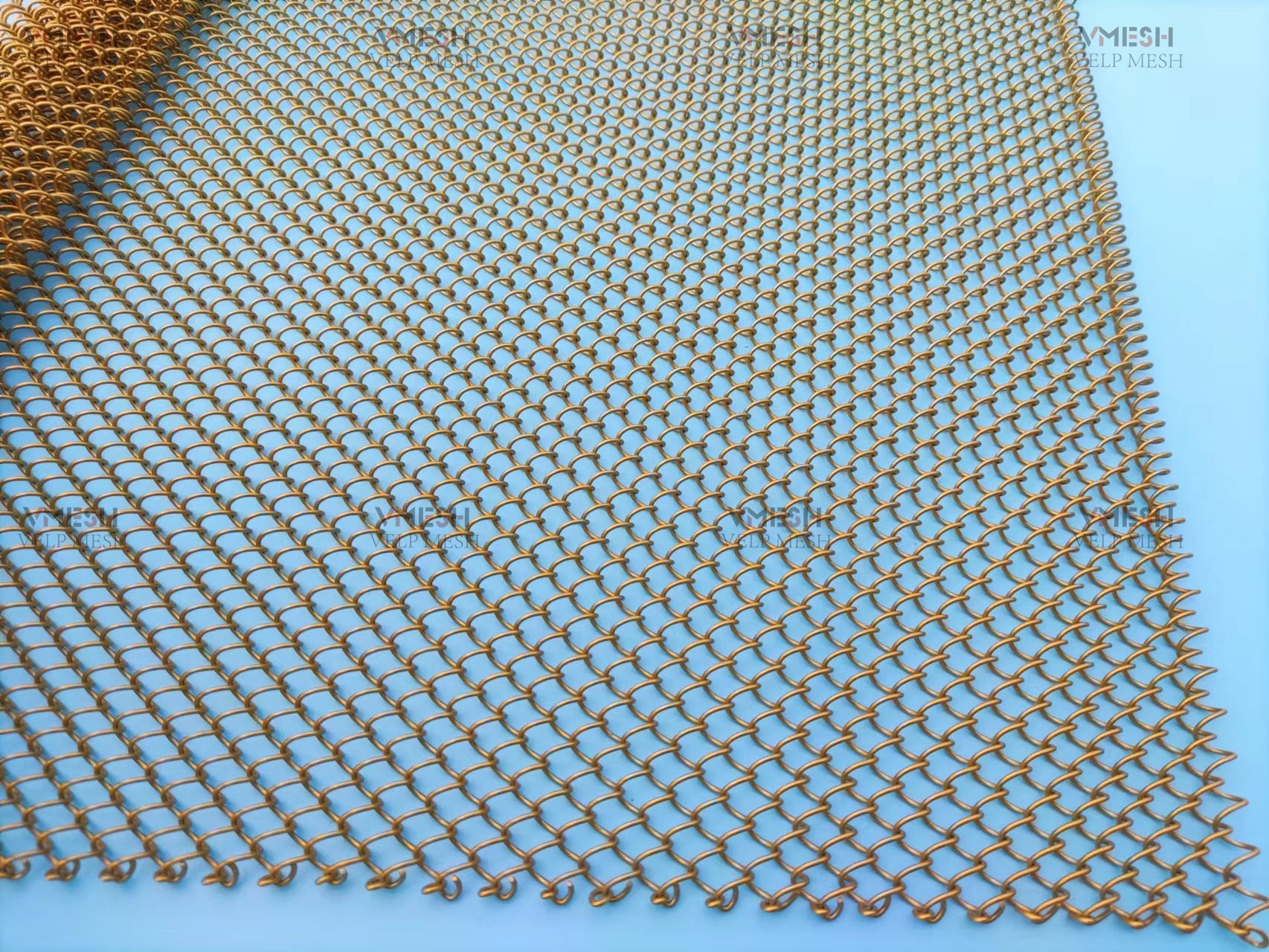 Architectural Crimped Woven Wire Mesh Decorative Metal Chain Mesh Curtain Alloy Mesh Coil Drapery