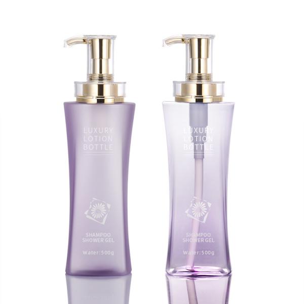 Buy cheap Wholesale 350ml 500ml Pet Empty Plastic Transparent Shampoo Bottles Luxury Cosmetic Gold Pump Lotion Container from wholesalers
