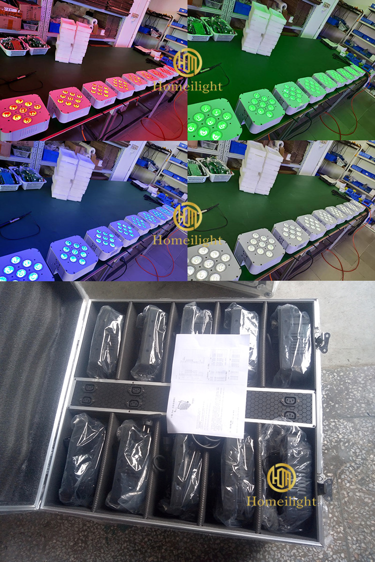 9pcs 18w RGBWAUV Flat LED Par Lights 6in1 Battery Powered Wireless DMX Uplights For Wedding