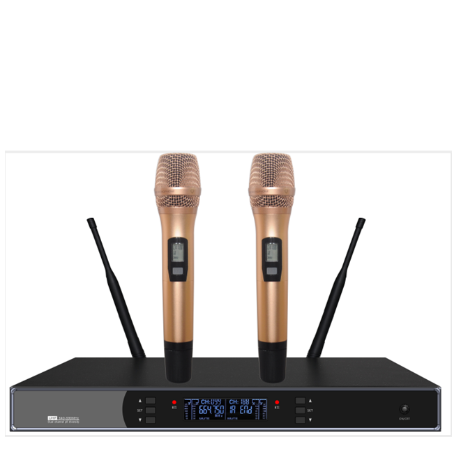 Moving Coil Handheld FM 35KHz KTV Wireless Microphone System