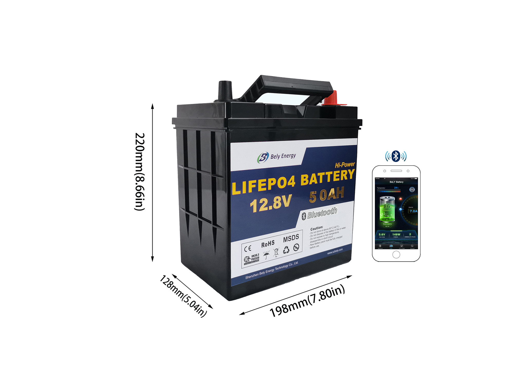 Bely 12V 50Ah RV Lithium Battery Medical Rechargeable Batteries For Scooters
