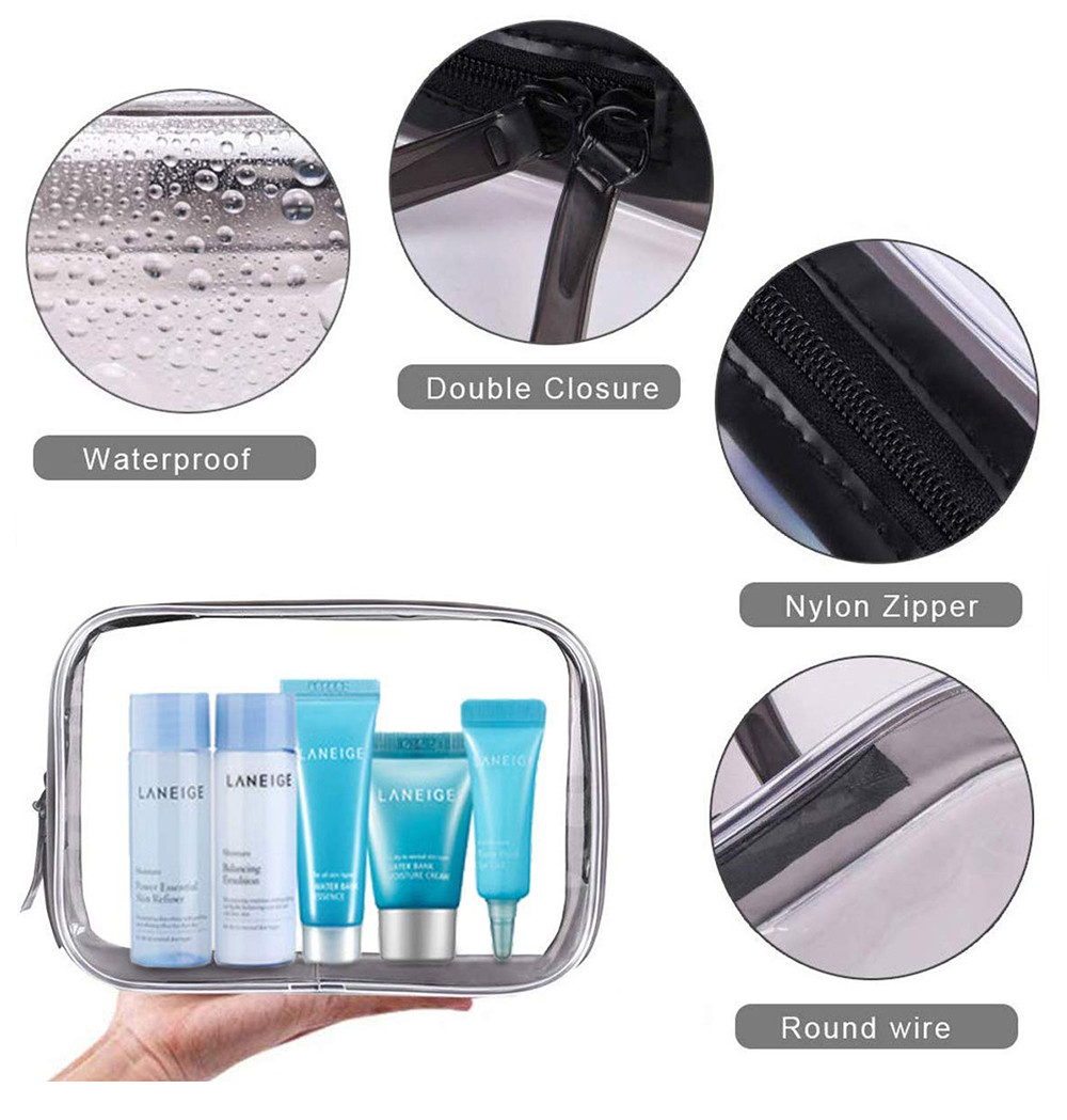 4 Pcs Waterproof PVC Zippered Toiletry Carry Portable Makeup Organizer Bag