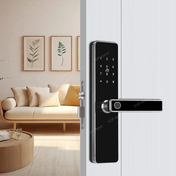 Buy cheap TH521 Aluminium Alloy Apartment Smart Door Lock TTLock Biometric Code Card Key Unlock from wholesalers