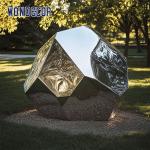 Outdoor park geometric pebble stainless steel sculpture