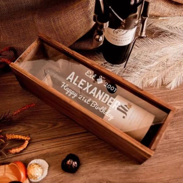 Buy cheap Customized Color Vintage Wooden Wine Case Wine Crate With Lid Clear Acrylic from wholesalers