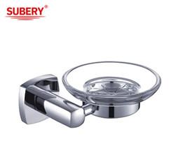 Quality Glass Bathroom Accessories Chrome OEM Brass Base Square Brass Soap Dish Holder for sale