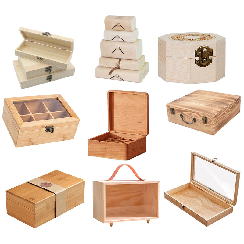 Wooden Storage Chest with Safety Hinge, Custom Assorted Wooden Boxes Wine Box