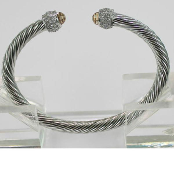 Buy cheap (B-23)silver Cable Classics Bracelet with Citrine and crystal 7mm cable bracelet from wholesalers