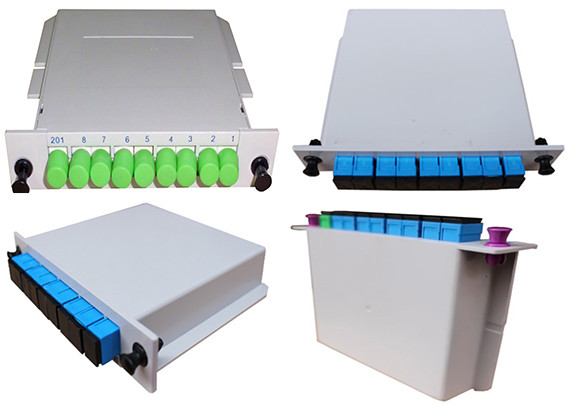 Planar Lightwave Circuit PLC Optical Splitter FC APC Adapter , Single Mode Fiber Splitter 1x8