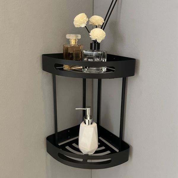 Wall Installation Bathroom Corner Shelf Shower Caddy Two Tier Stainless Steel