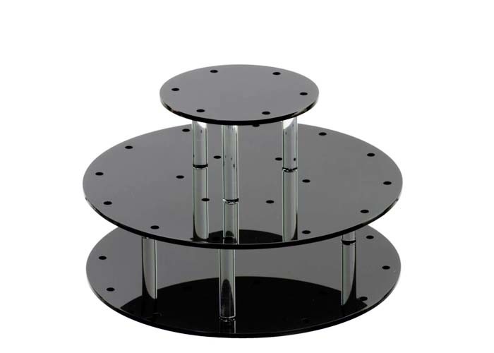 Round 3 Layer Acrylic Cake Stand , Clear / Black Acrylic Candy Display
