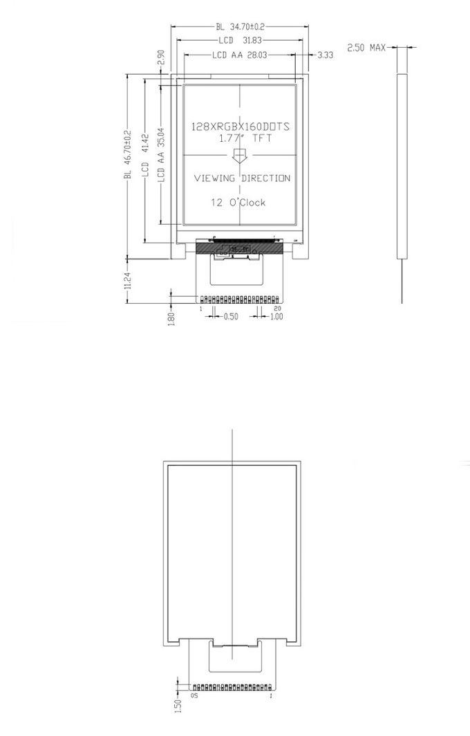 Capacitive 1.8inch 128x160 320cd/M2 Industrial Touch Screen Panel