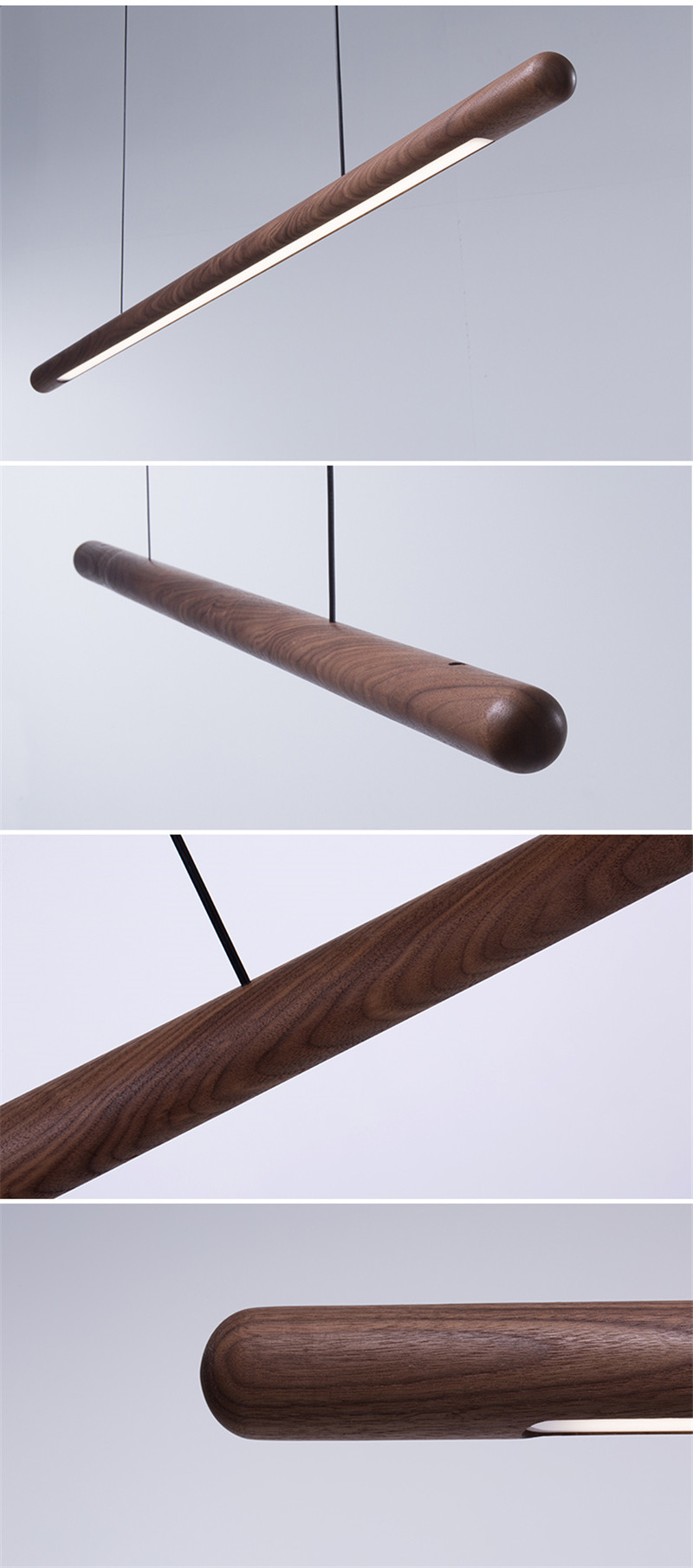 Rural Chandelier Black Walnut simple Strip Kitchen Home indoor Wood Chandelier(WH-MI-397)