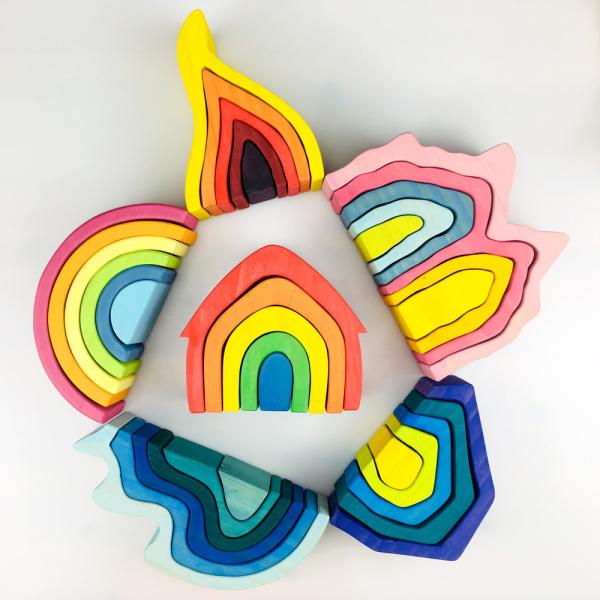 Buy cheap Pegdolls Wooden Building Blocks Toy Geometric Rainbow Building Blocks from wholesalers