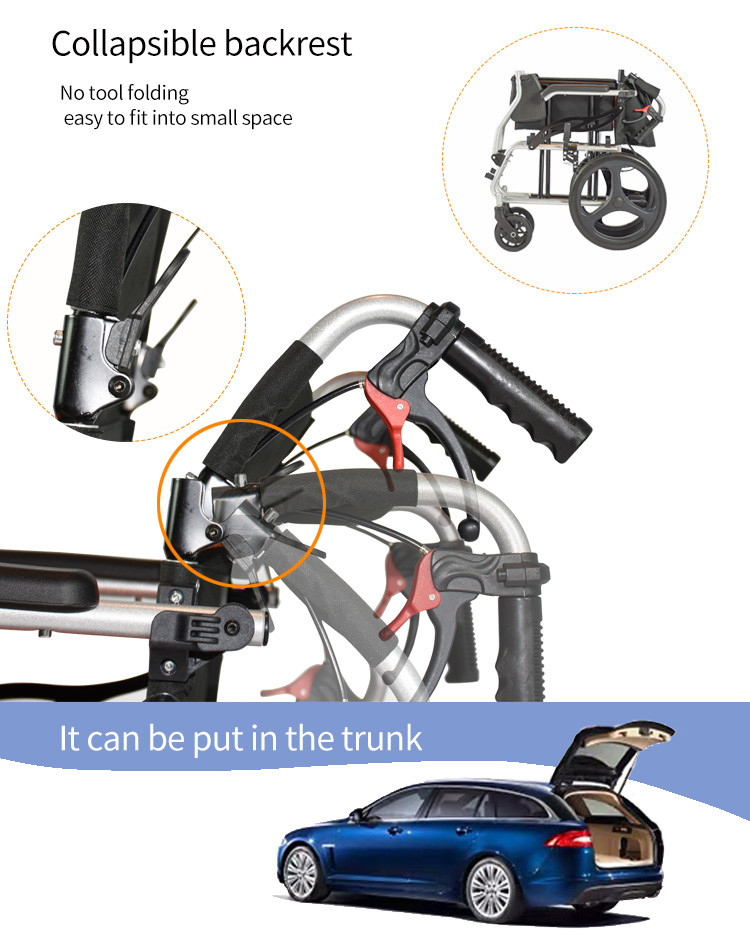 Aluminum Alloy 950mm Lightweight Manual Wheelchair
