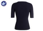 Shoulder Gold Metal Button Womens Knit Pullover Sweater Summer Ribbed Top