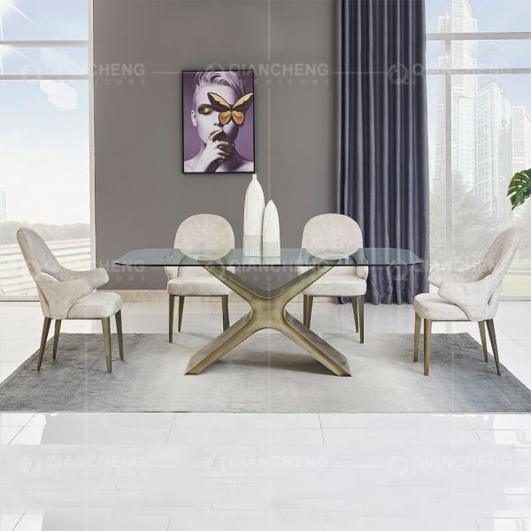 Buy cheap 78inch Tempered Glass Dining Room Table Carbon Steel 8 Seater Dining Table from wholesalers