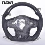 Universal Leather Carbon Fiber Steering Wheel Flat Bottom Ergonomic Grip LED