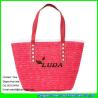 Buy cheap LUDA red wheat straw tote bag handmade straw beach bag for summer from wholesalers