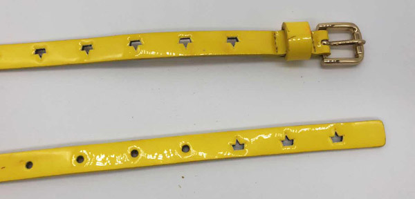 Light Gold Buckle Childrens Leather Belts , PU Leather Belts 1.3cm Width With Crown Cutout Pattern