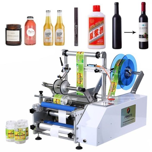 China Semi Automatic Industrial Vial Labeler Machine for Food Can and Round Bottle Labeling on sale