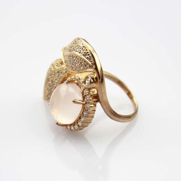 Buy cheap Rose Gold Plated 925 Silver Ring withGenuine Rose Quartz and Cubic Zirconia (R215) from wholesalers