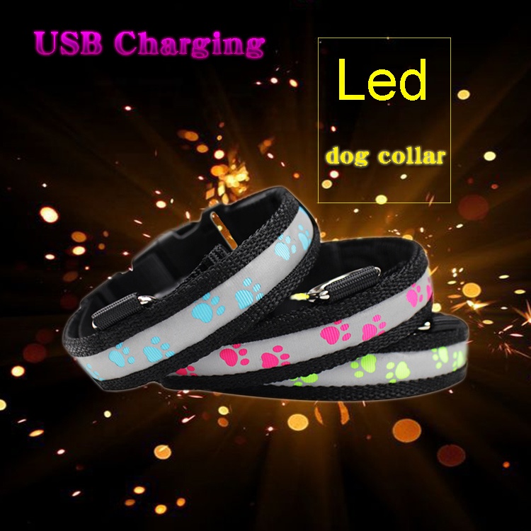 C903 New Custom Pet Product Adjustable Reflective Nylon Usb Led Dog Collar Rechargeable for Dogs Dog Sex