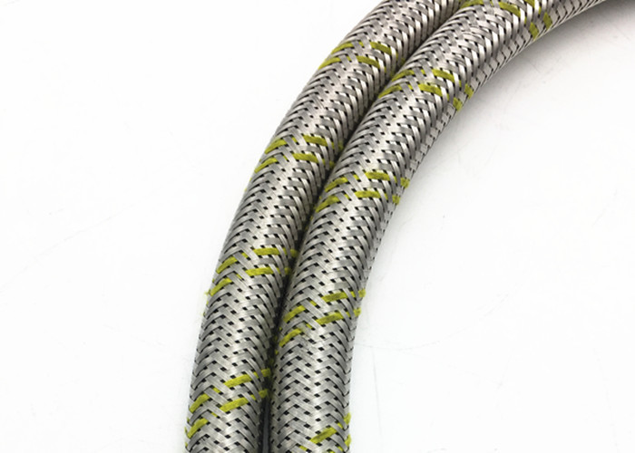 3/8" SBR Rubber Gas Hose with Stainless Steel Braided and Two Yellow Lines