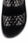 Anti Slippery Womens Platform Sandals Mirror Electrically Embroidered Lattice