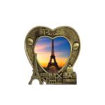 Paris France Eiffel Tower Metal Heart Shaped Picture Frame 3D Love Sunset
