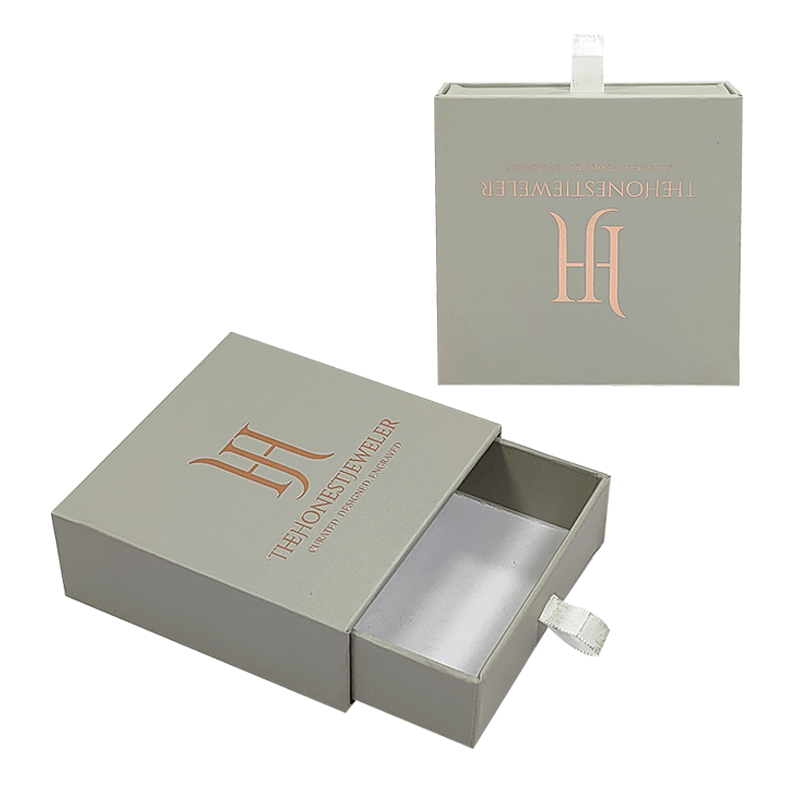 Embossing Rigid Small Jewelry Packaging Boxes Square Sliding Out Jewelry Boxes