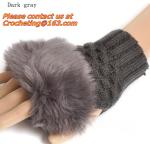 Winter Warm Imitation Rabbit Faux Fur Women Gloves Knitted Patchwork Waist