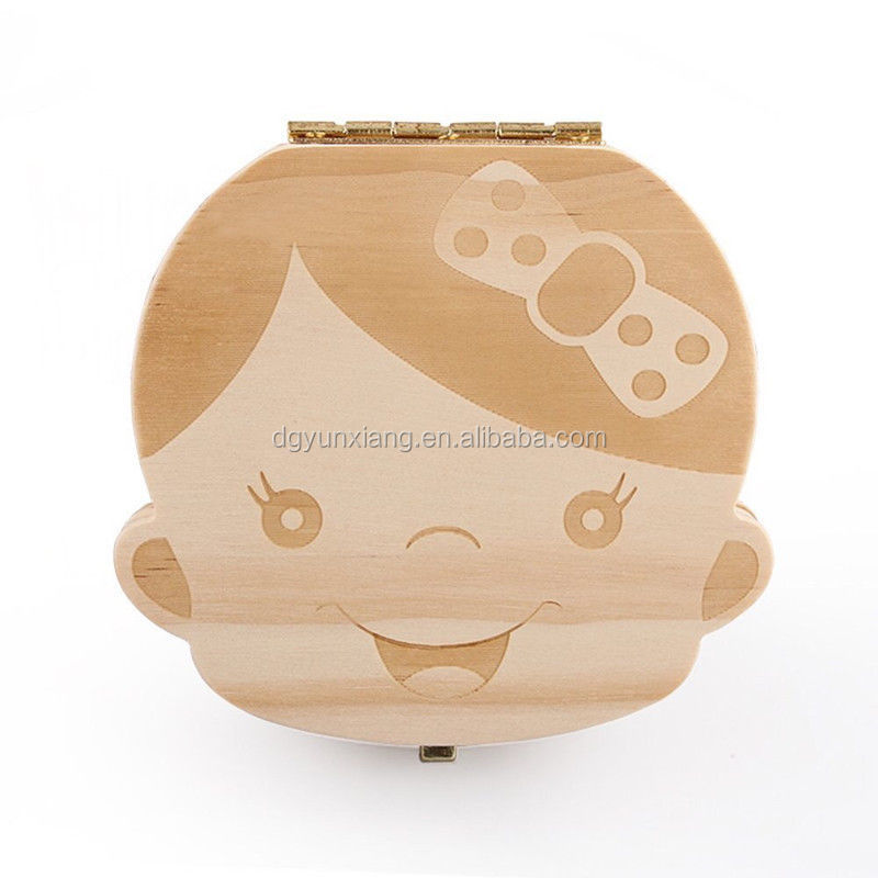 Amazon hot sale Wooden Baby Tooth Box and Tooth Holder with gift packing box