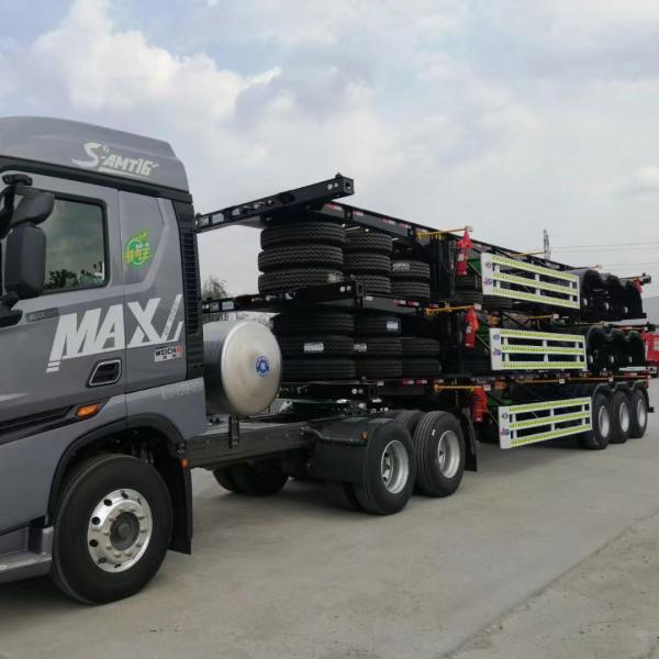 Buy cheap 1840mm Tread Steel Skeleton Container Chassis Semi Trailer for Long Distance Transport from wholesalers