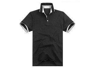 Buy cheap Slim Fit Cotton Polo Shirts Embroidered Black Lapel / Custom Polo Tee Printing from wholesalers