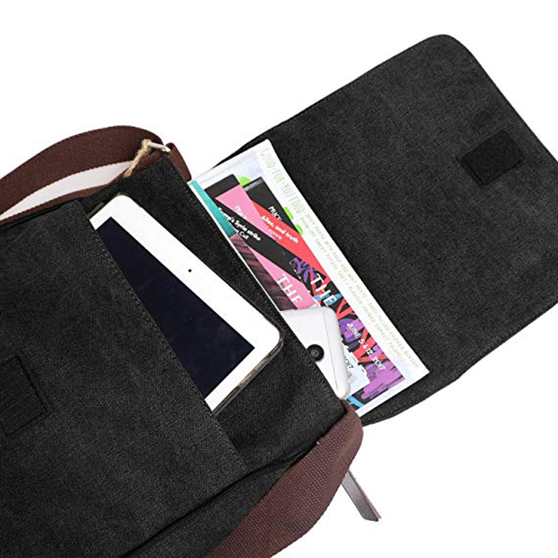 Black Shoulder Tote Bag Zippered , Long Strap Canvas Bag Strip Design Reusable